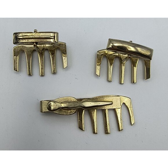 Cufflinks Vintage Golden Archway Architectural Design Mens Cuff Links Tie Bar - Picture 2 of 5